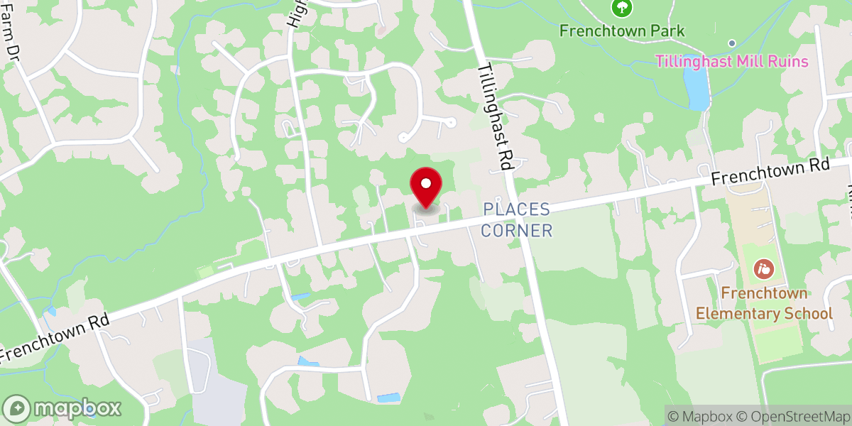 Map showing location of Frenchtown Church