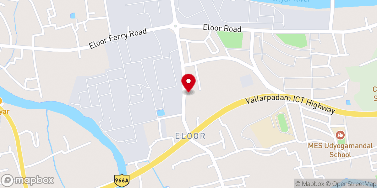 Map showing location of Mar Gregorious Orthodox Syrian Church