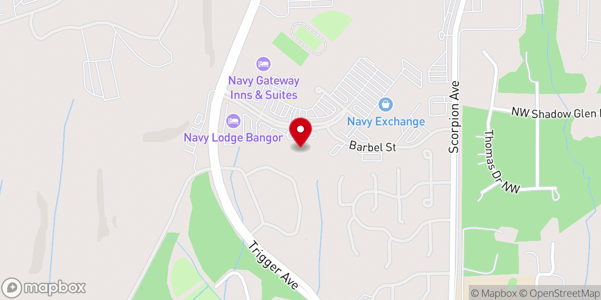 Map showing location of Naval Base Kitsap Chapel