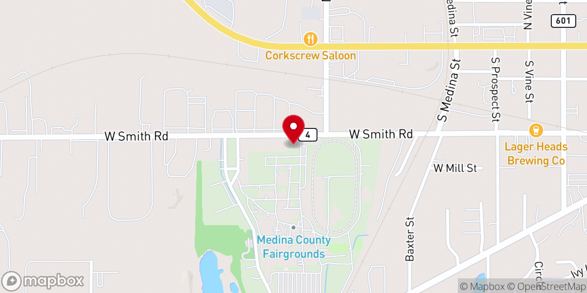 Map showing location of Medina County Fair