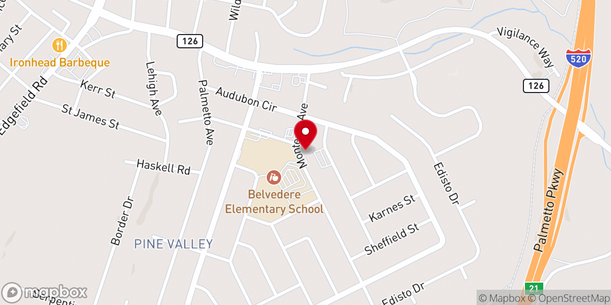Map showing location of Bel-Ridge Baptist Church