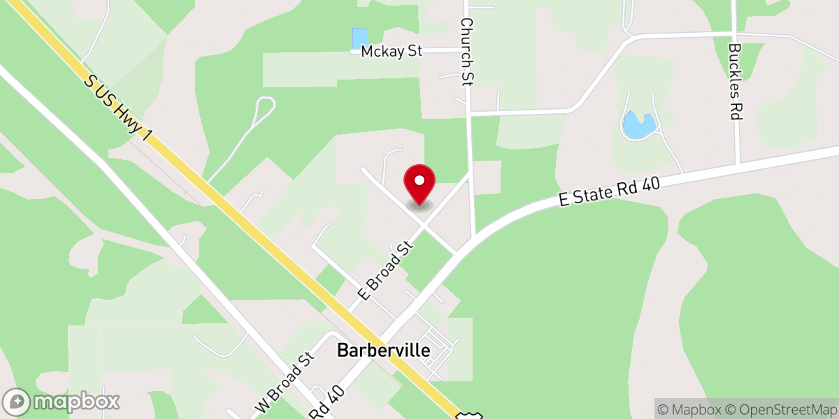 Map showing location of First Baptist Church of Barberville