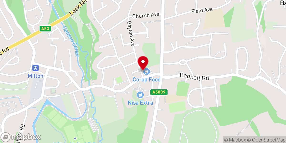 Map showing location of Milton Baptist Church