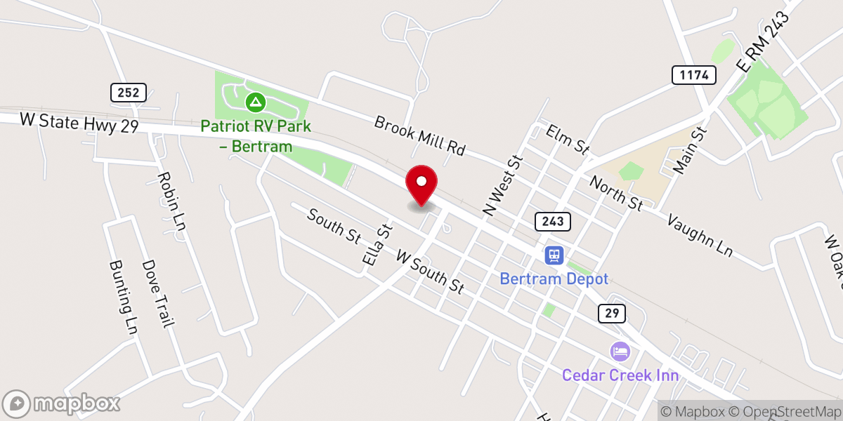 Map showing location of Cumberland Presbyterian Church