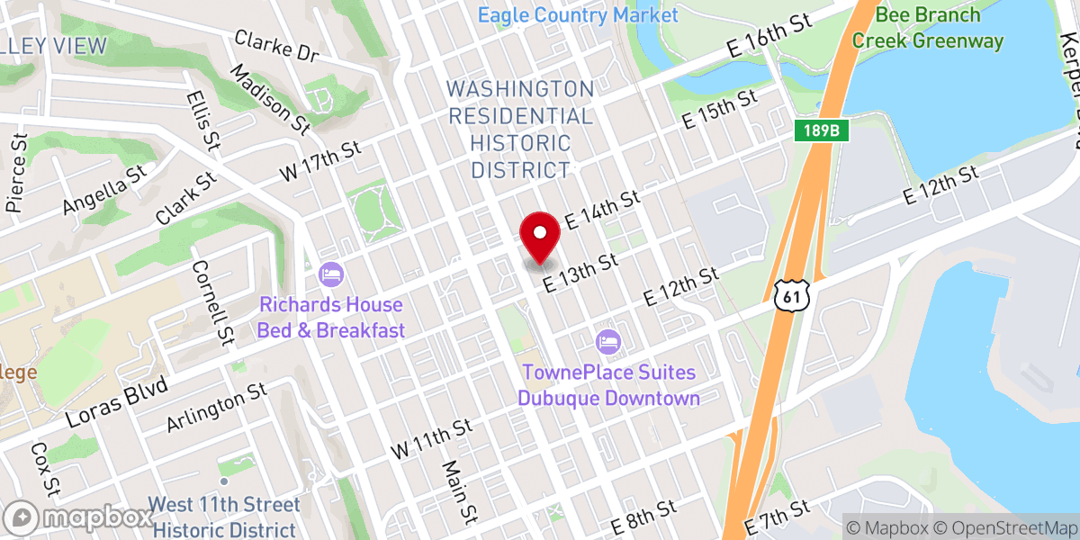 Map showing location of Dubuque Food Pantry