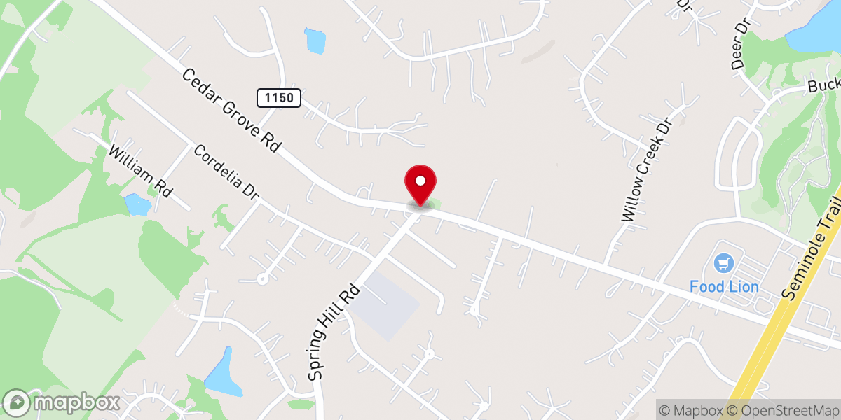 Map showing location of Cedar Grove Church Of the Brethren