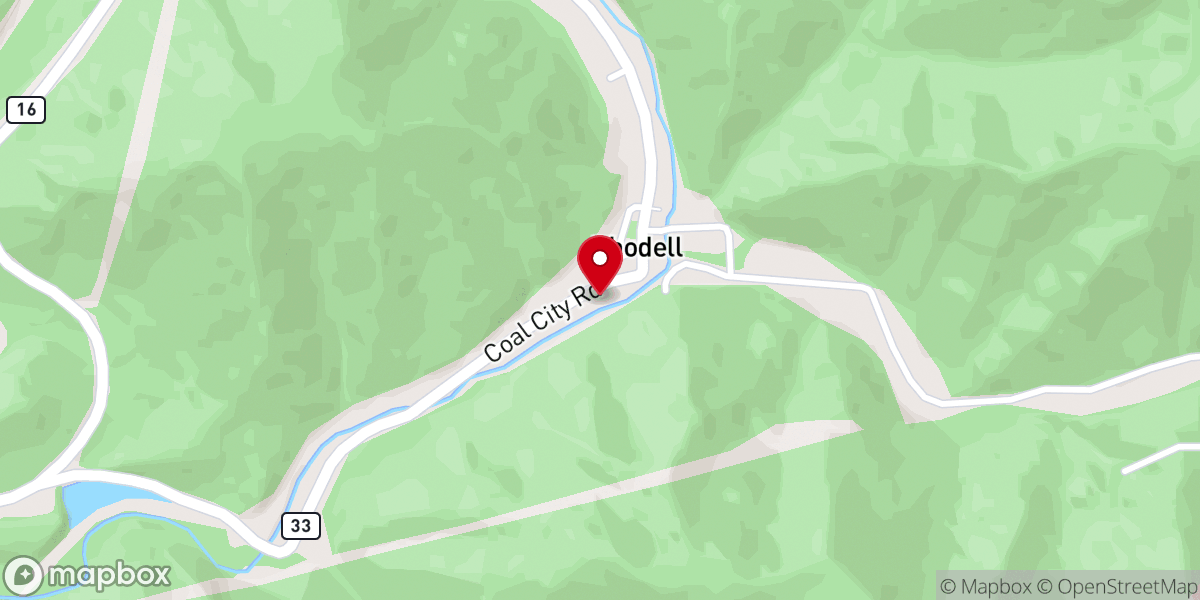 Map showing location of Rhodell Church of God