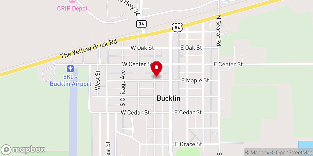 Map showing location of Bucklin First Presbyterian Ch