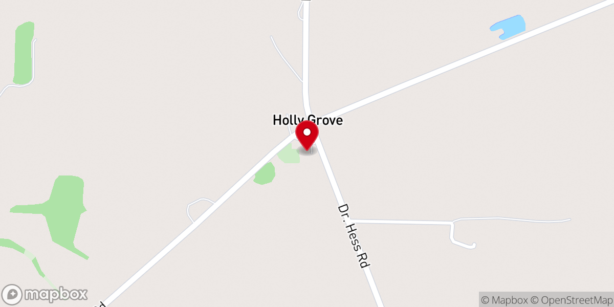 Map showing location of Holly Grove Baptist Church