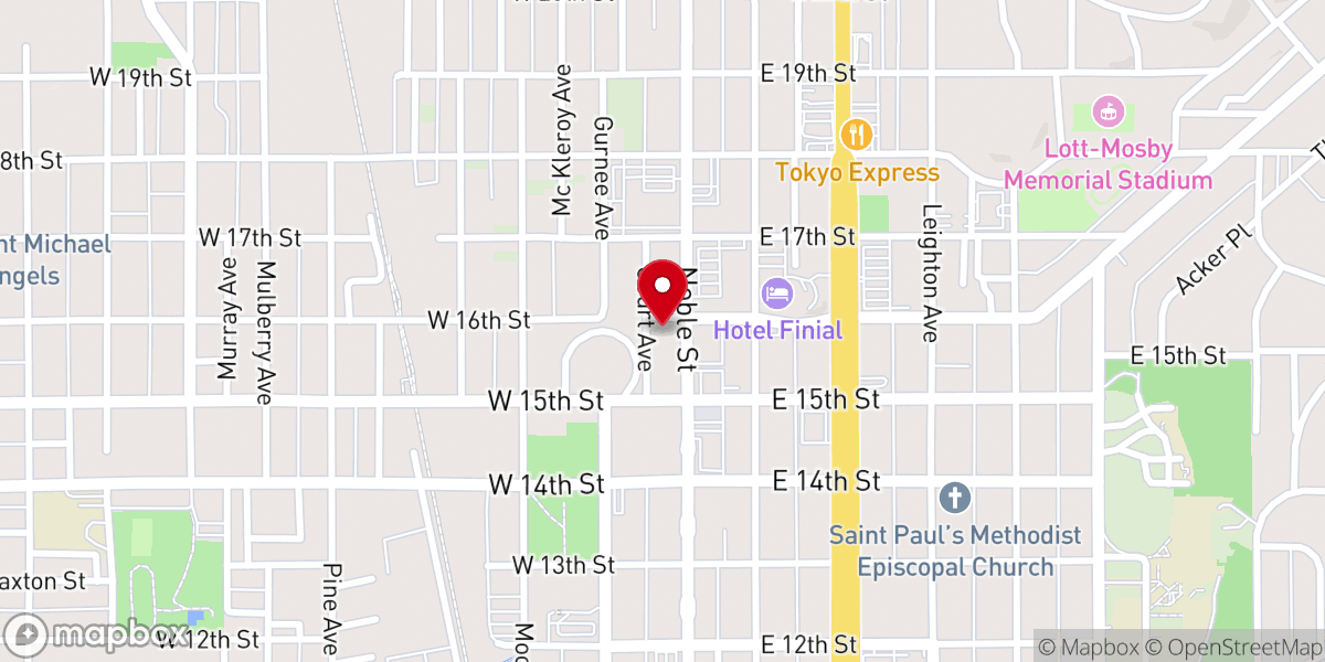 Map showing location of 16th & Noble St Church of Christ