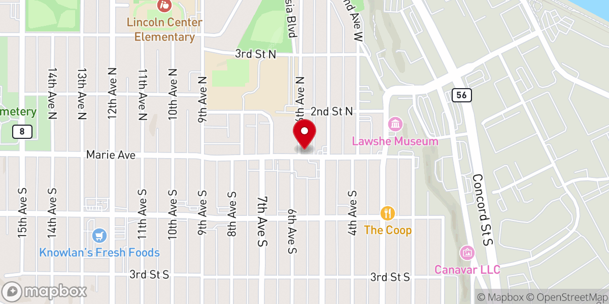 Map showing location of Celestial Church of Christ, Minnesota Parish
