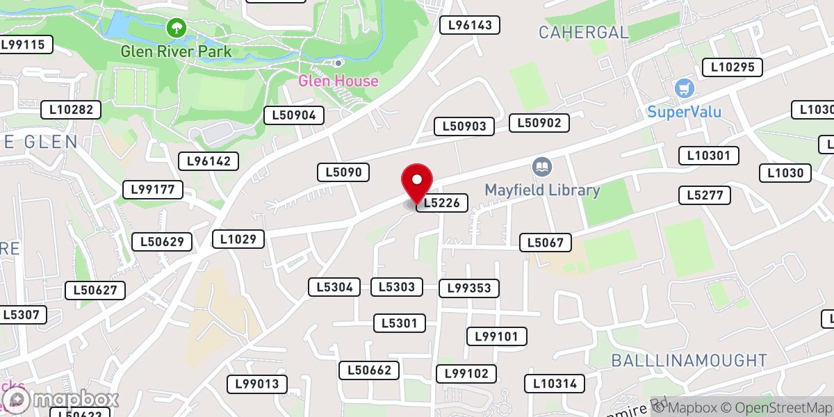 Map showing location of St Joseph's Church