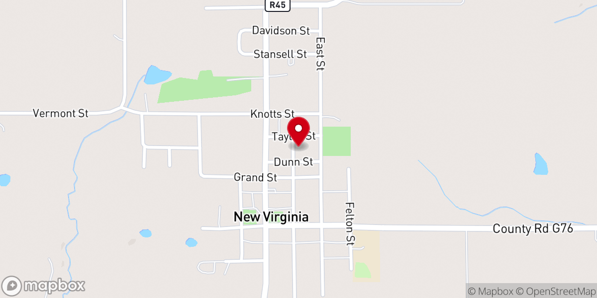 Map showing location of New Virginia Christian Church