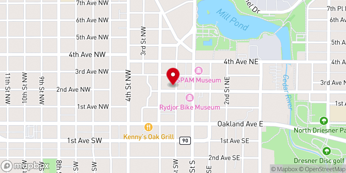 Map showing location of St. Olaf Lutheran Church