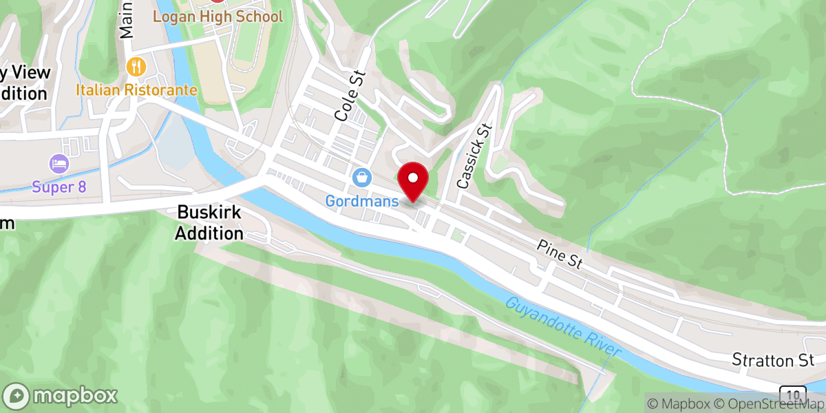 Map showing location of First Christian Church