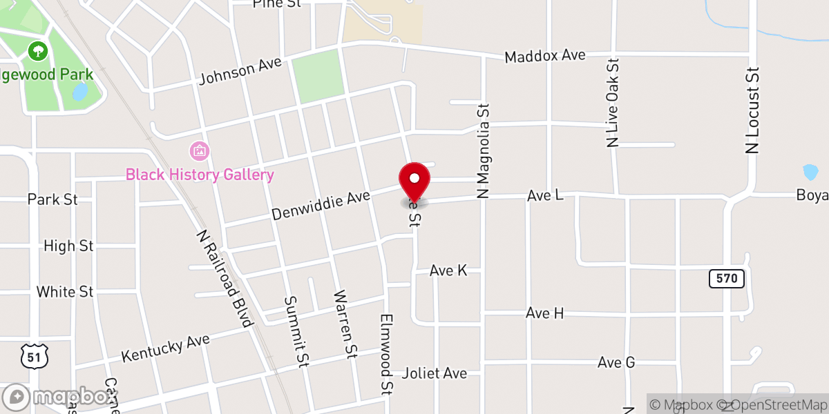Map showing location of Rose Hill Missionary Baptist Church Inc