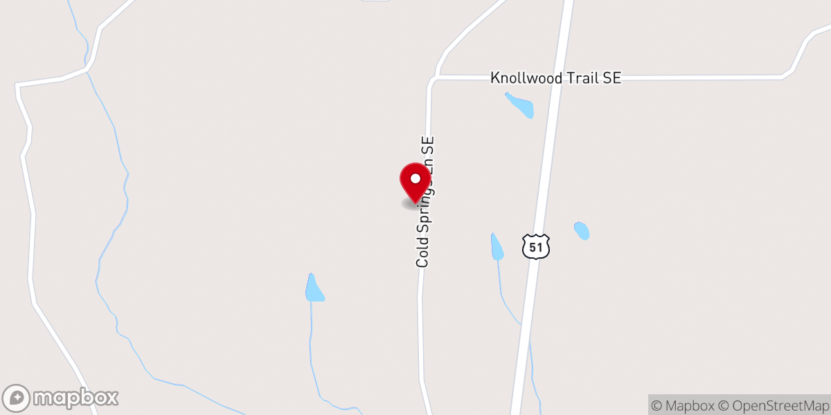 Map showing location of Cold Springs Church