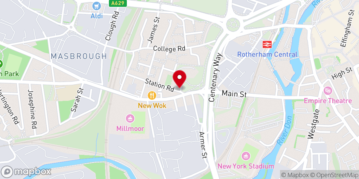 Map showing location of St Bede's Roman Catholic Church : Rotherham