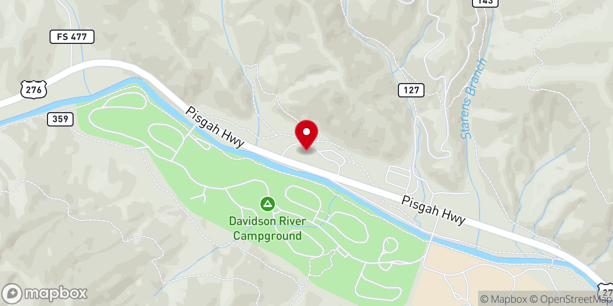 Map showing location of Pisgah Ranger Station/Visitor Center