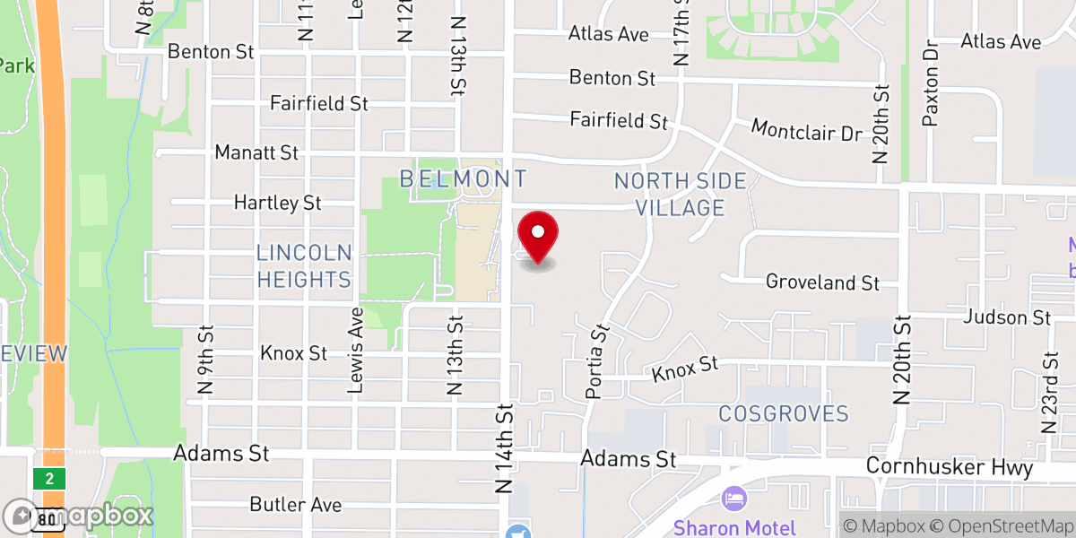 Map showing location of Belmont Baptist Church