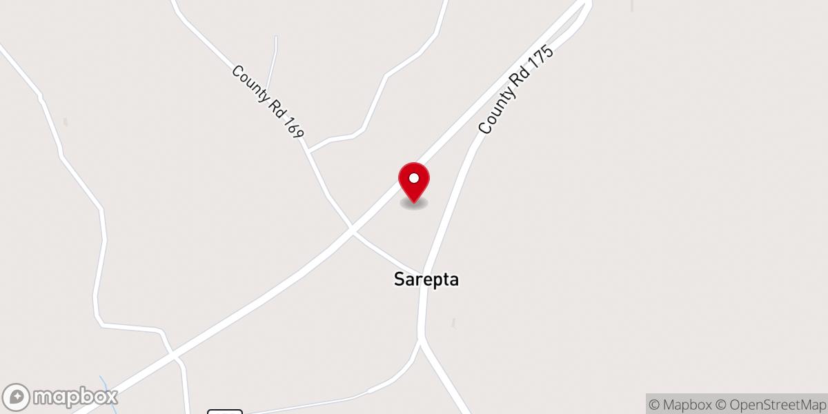 Map showing location of Sarepta Baptist Church