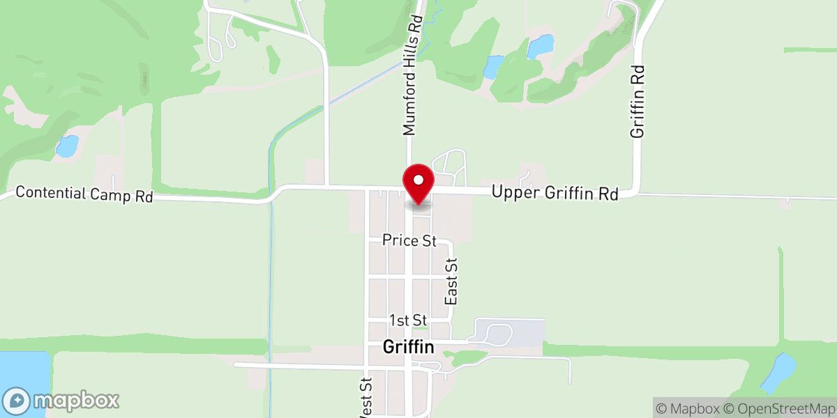 Map showing location of Griffin Christian Church