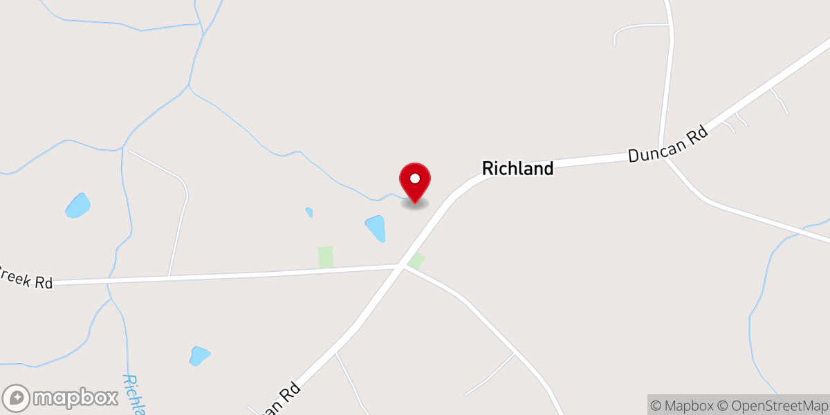 Map showing location of Richland Springs Church