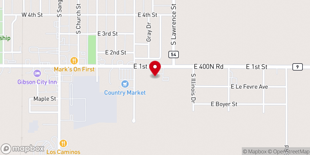 Map showing location of Gibson City Community Food Pantry