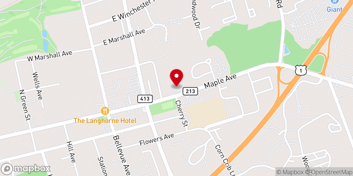 Map showing location of Langhorne United Methodist Church