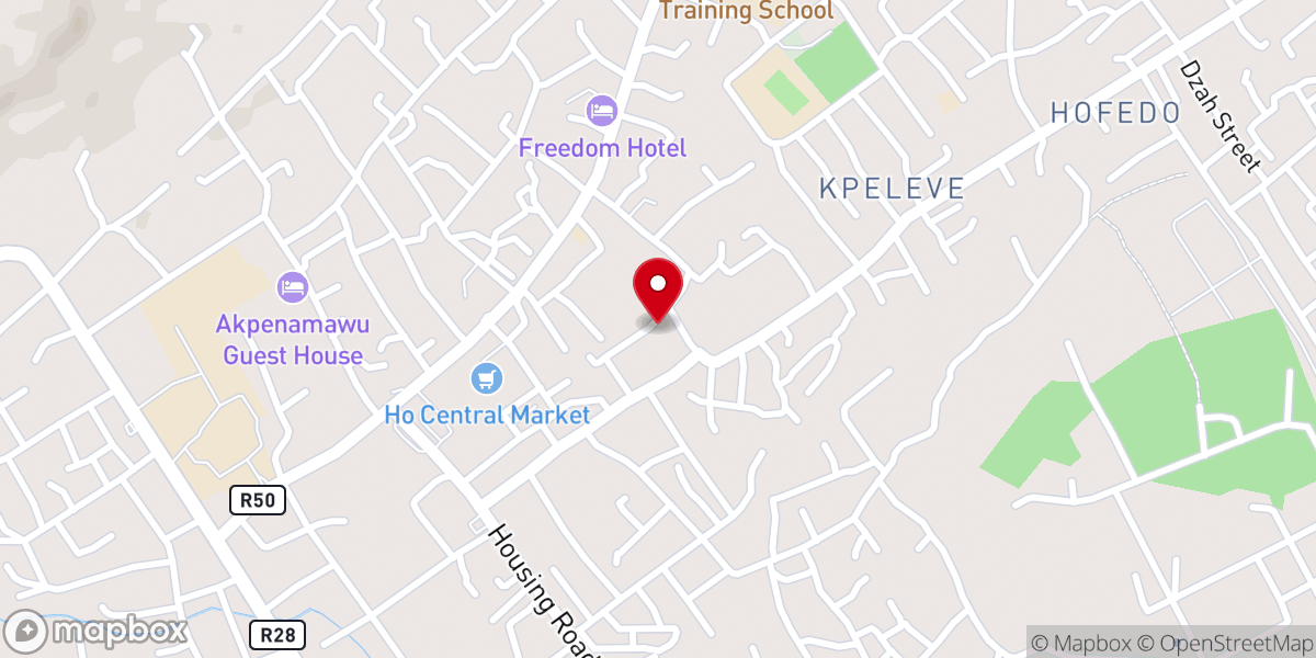 Map showing location of Wesley Methodist church, Ho Fiave