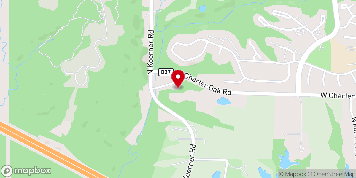 Map showing location of Charter Oak Bible Church