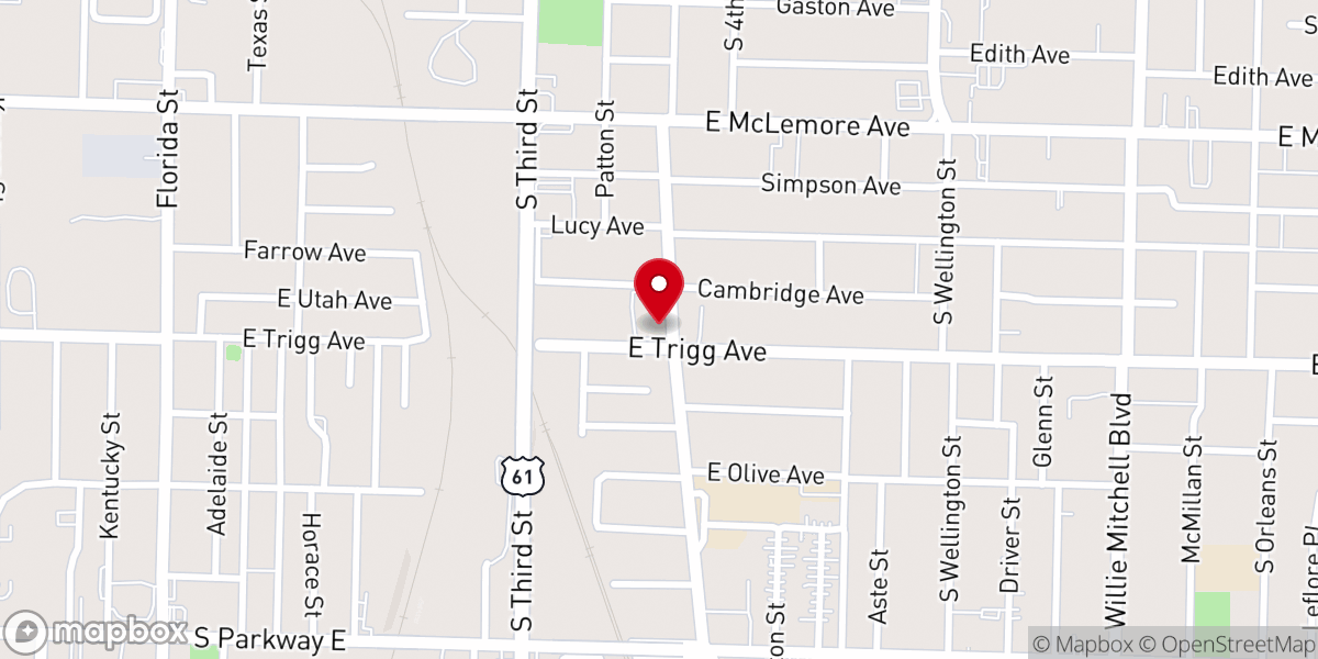 Map showing location of New Life Missionary Baptist Church