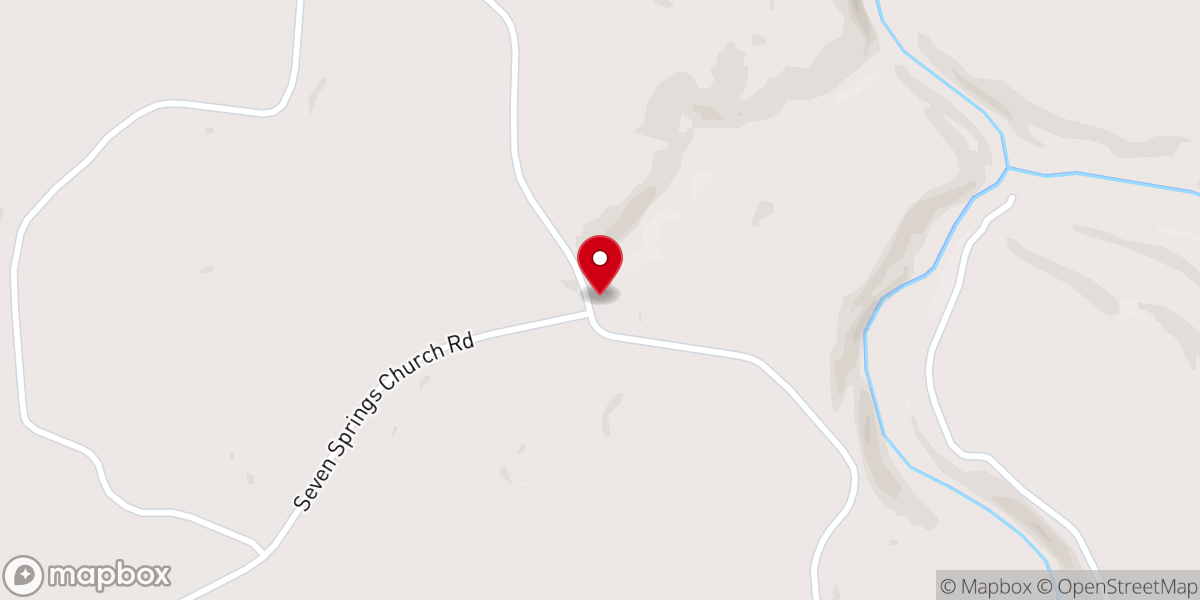 Map showing location of Seven Springs Church