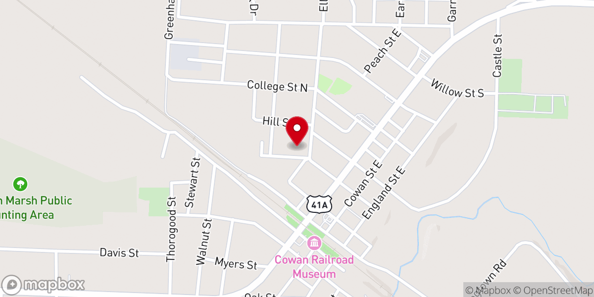 Map showing location of Cowan Training Center