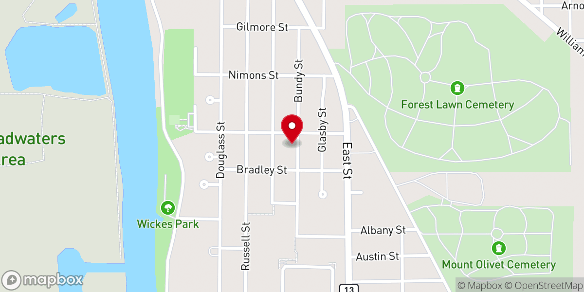 Map showing location of Bethlehem Baptist Church