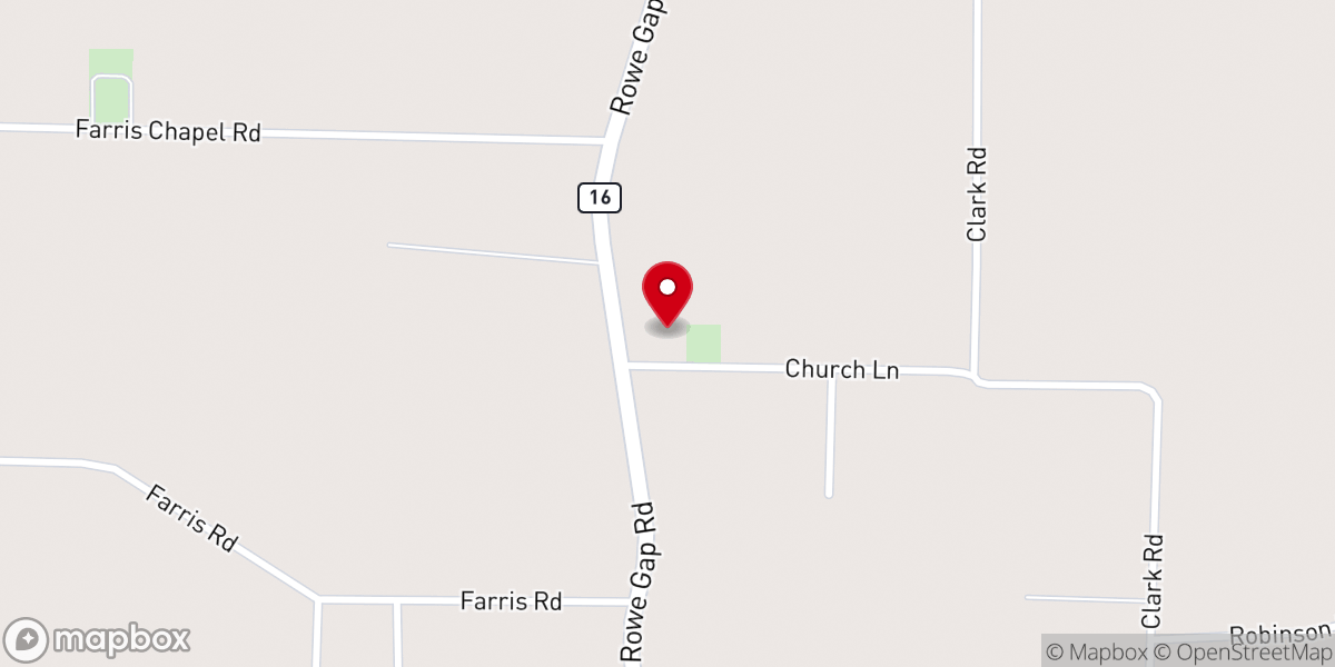 Map showing location of Farris Chapel United Methodist Church