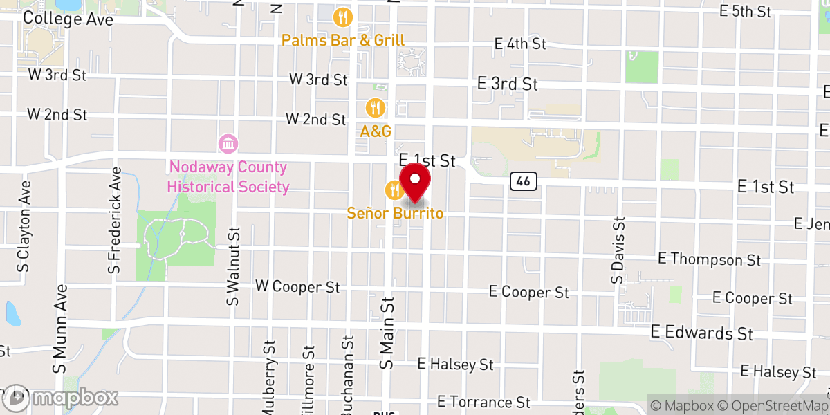 Map showing location of First Baptist Church