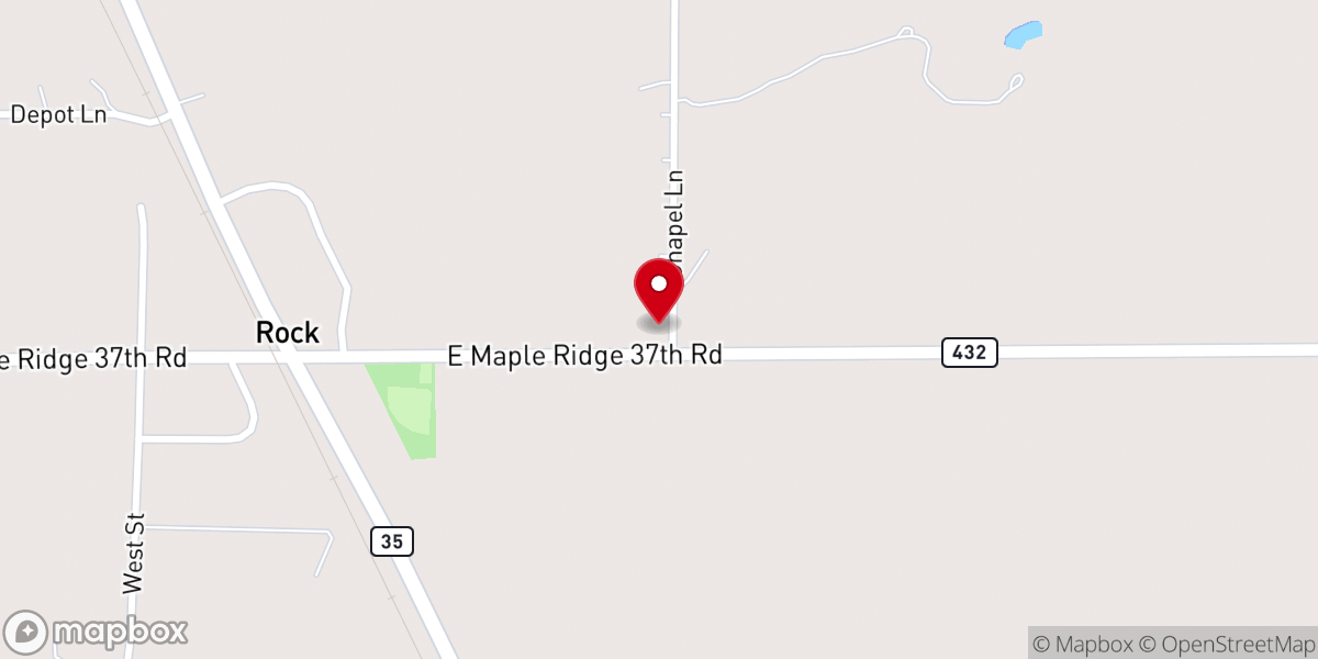 Map showing location of Rock Bible Chapel