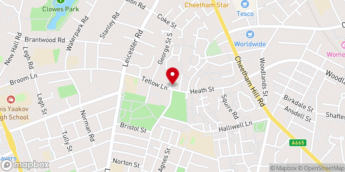 Map showing location of Bethel Apostolic Ark Church