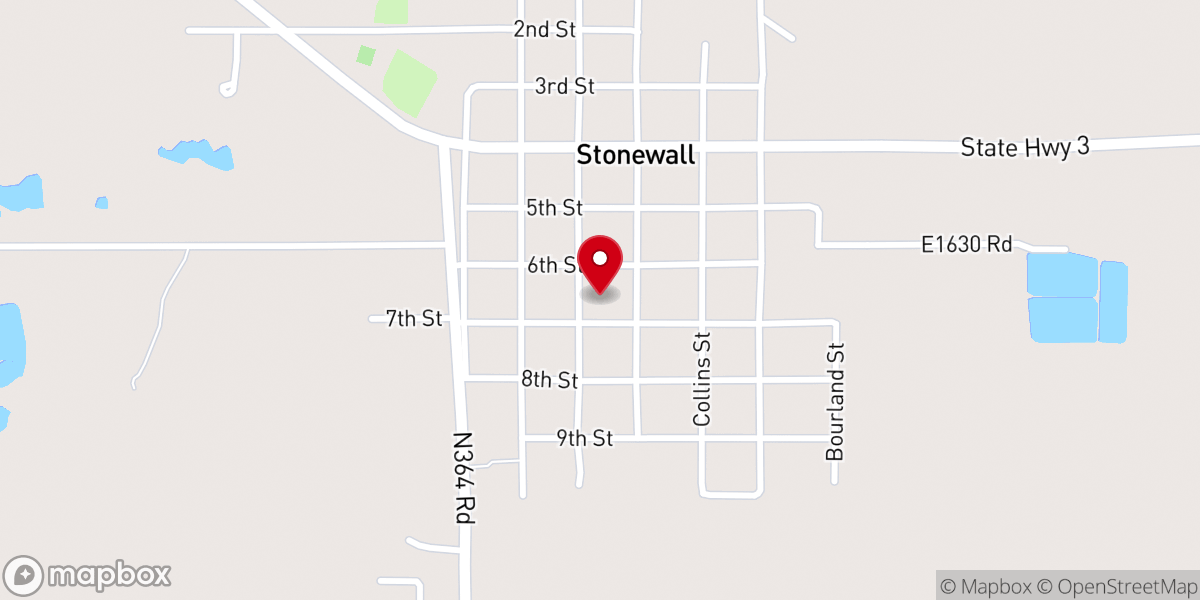 Map showing location of Stonewall First Baptist Church