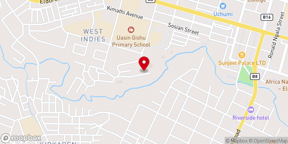 Map showing location of Grace Baptist Church, Eldoret