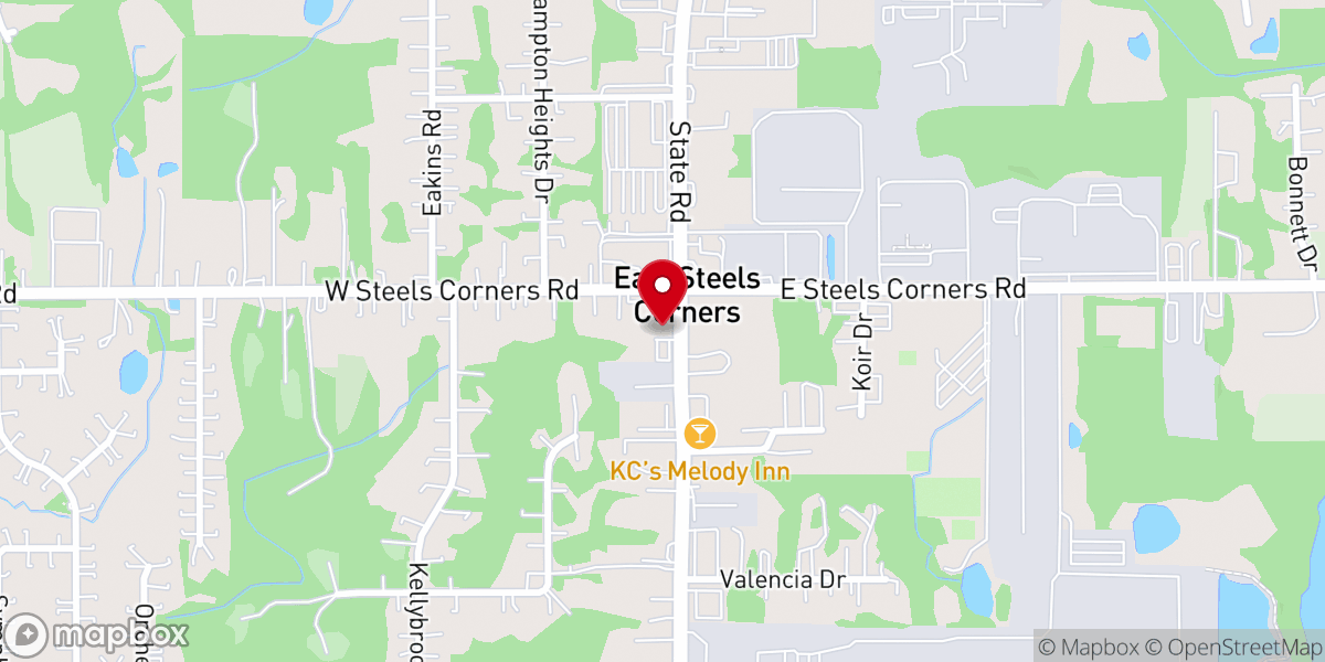 Map showing location of Steeles Corner Community Church