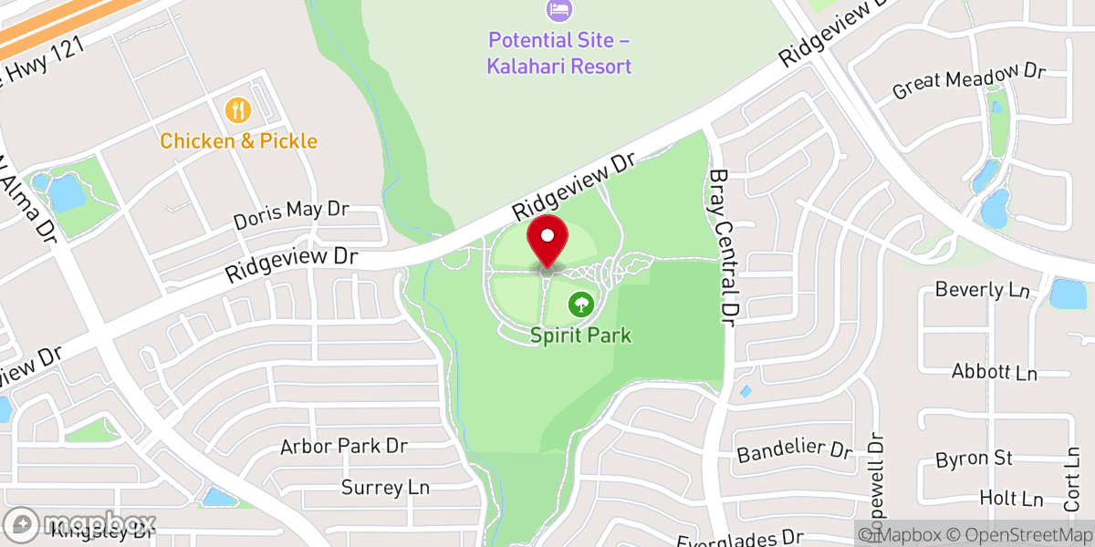 Map showing location of Spirit Park