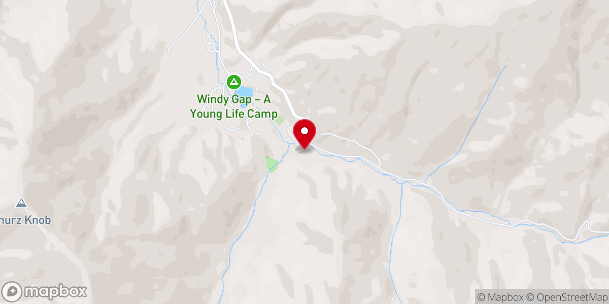 Map showing location of Windy Gap - A Young Life Camp