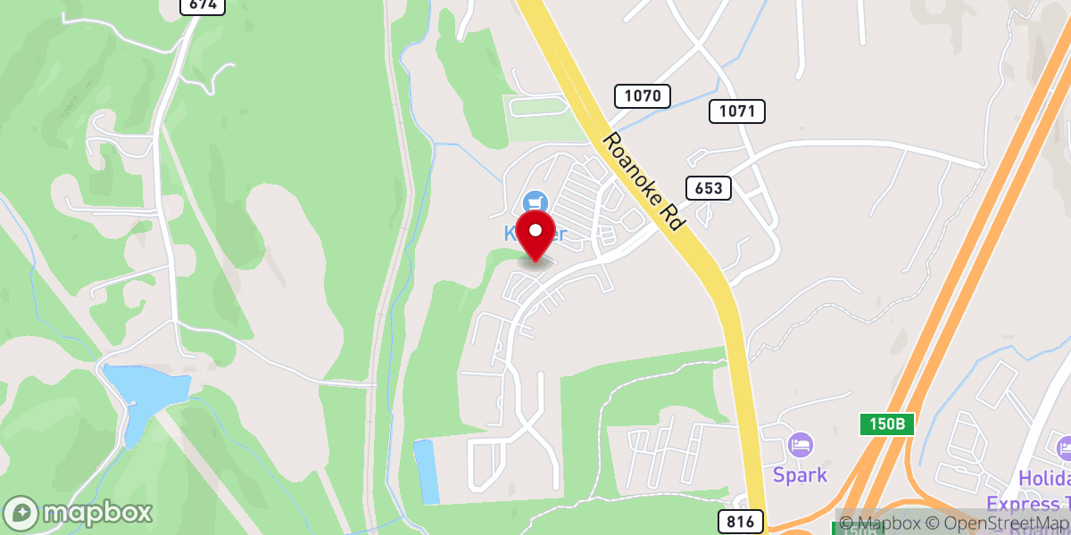 Map showing location of Botetourt Community Church
