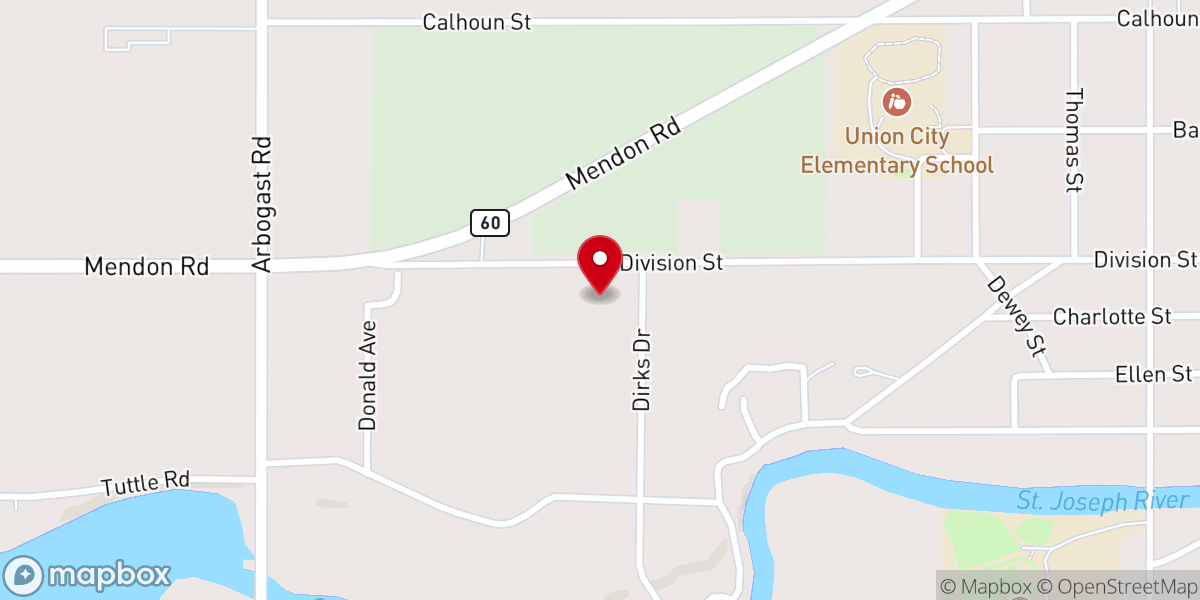 Map showing location of Union City Assembly of God