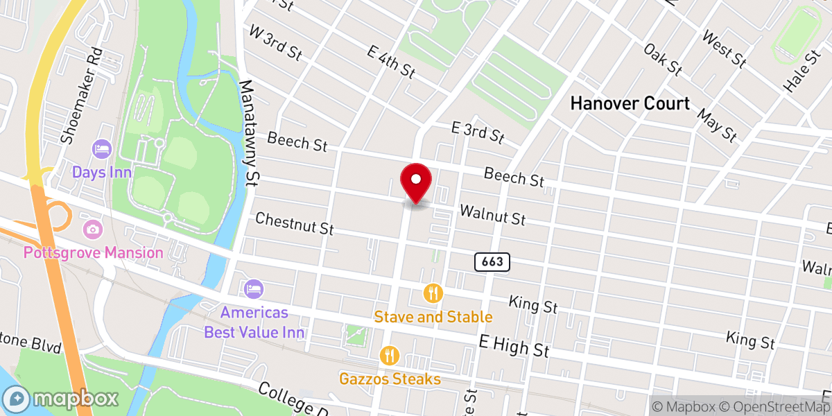 Map showing location of Emmanuel Lutheran Church