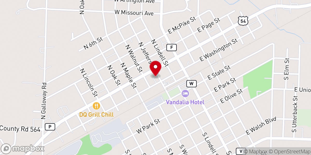 Map showing location of Vandalia Beacon of Hope Church