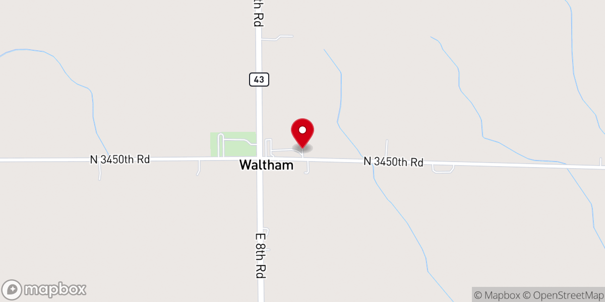 Map showing location of Waltham Presbyterian Church