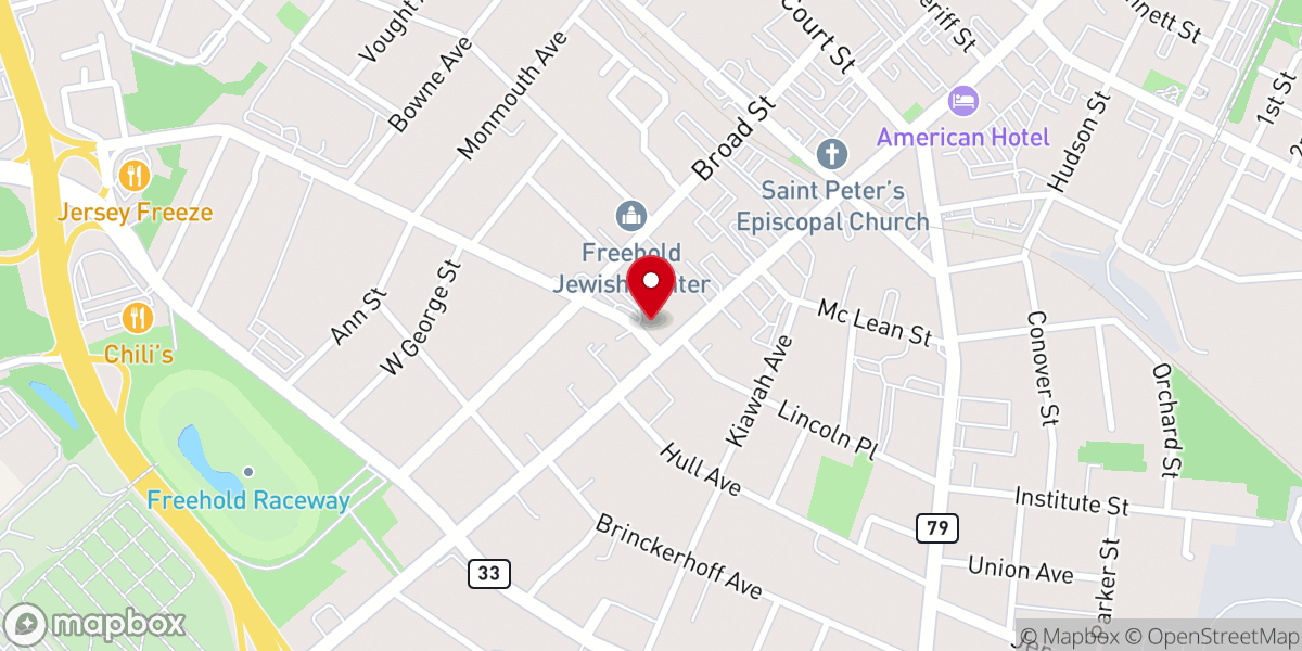 Map showing location of The First Baptist Church of Freehold